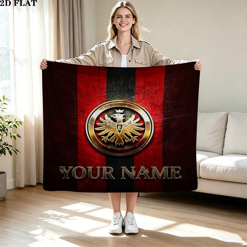 1PC Eintracht Frankfurt Custom Name Patterned Flannel Blanket Suitable For All Seasons for Home Decor Warmth and Comfort Gifts Holiday Present