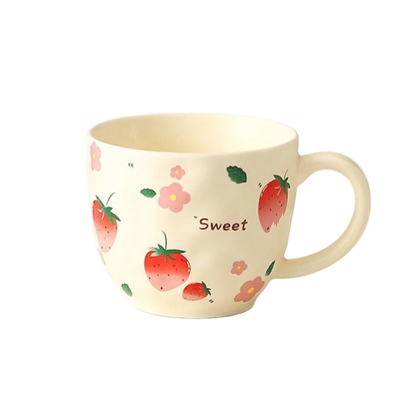 JUSTINLAU Ceramic Mug Valentine's Day Gifts Breakfast Coffee Milk Oat Cup Creative Couple Cup with Handle Home/Office Water Cups