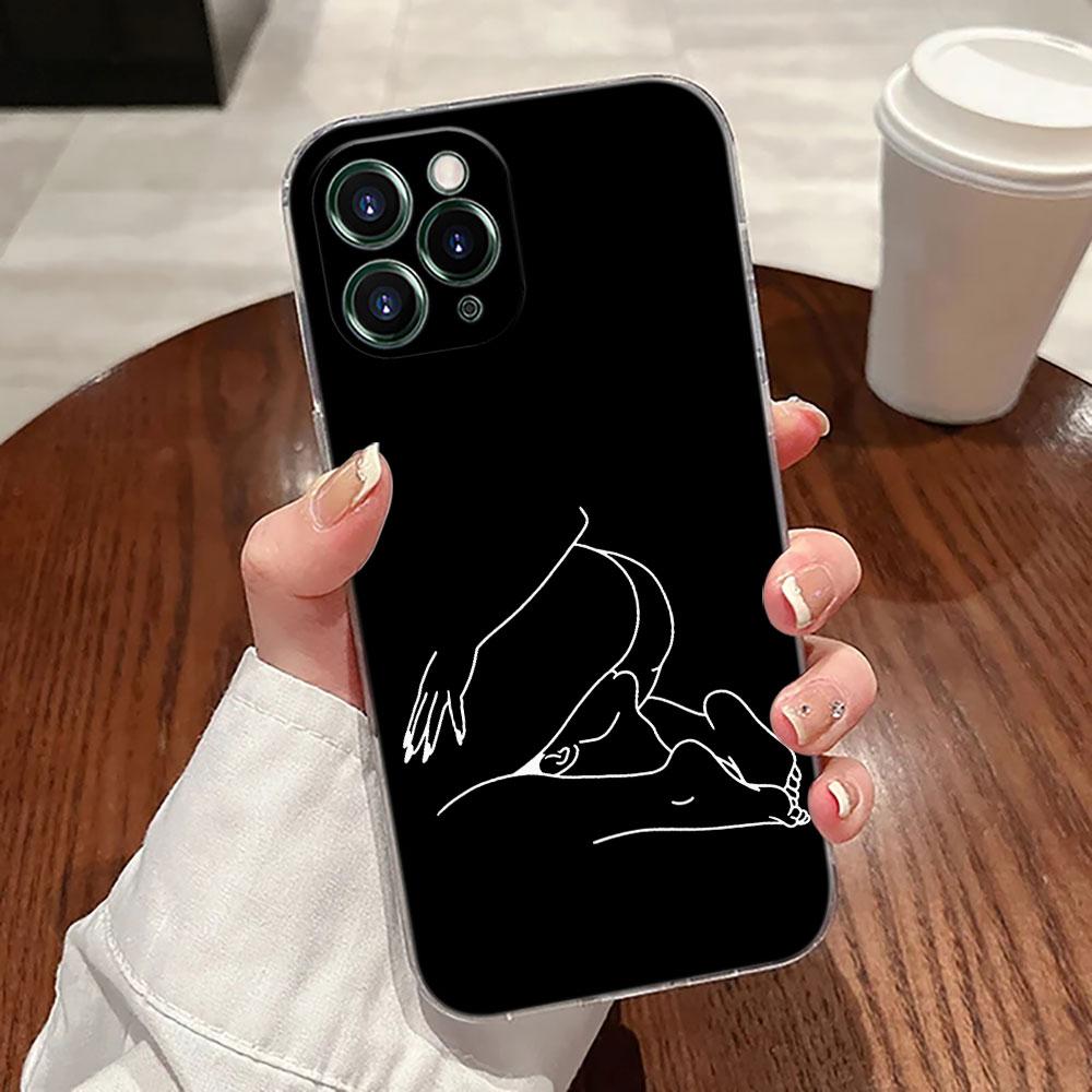 Sexy Line Art Lover Couple Kiss Case For Apple iPhone 17 16 15 14 13 12 11 Pro Max 16 Plus 16E 17Air 17Pro Phone Cover Silicone