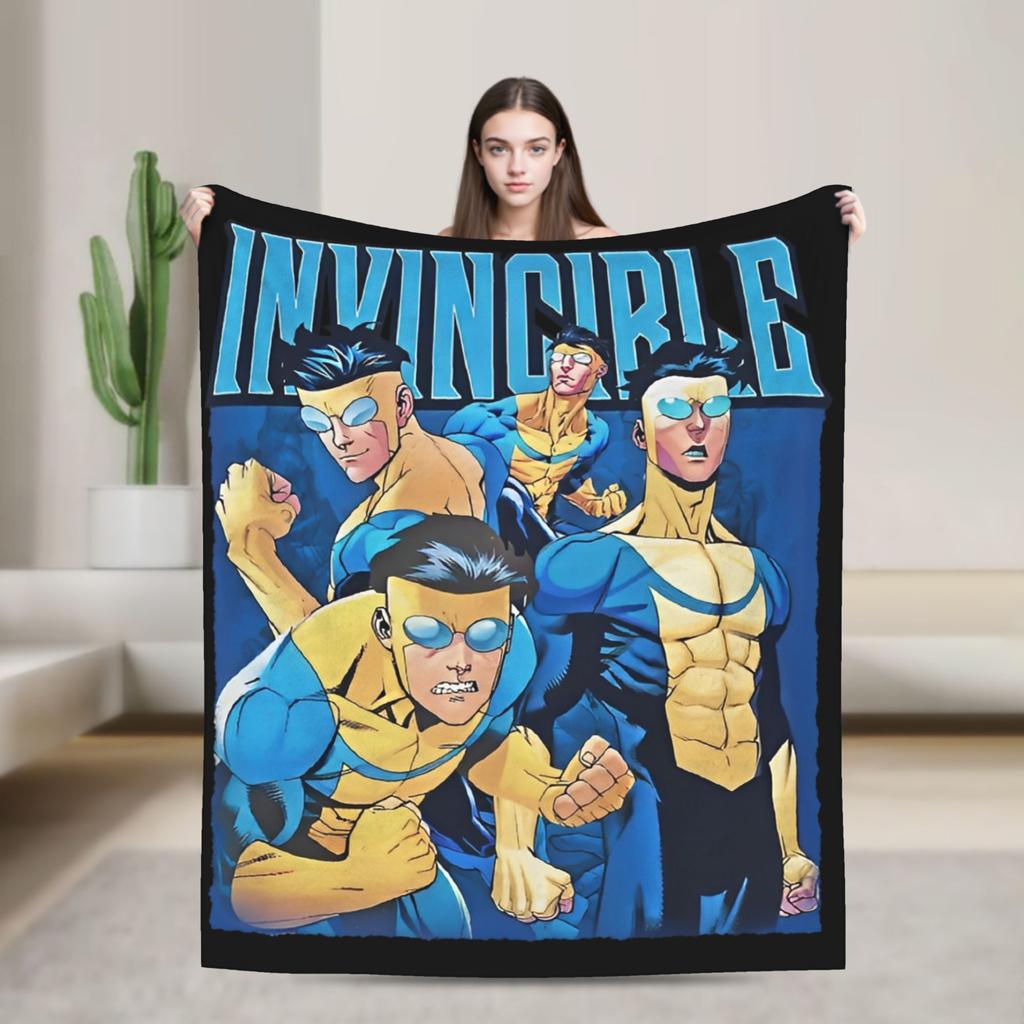 Invincible Comic Mark Grayson Fleece Blankets Anime Awesome Throw Blanket for Home 150*125cm Rug Piece Lightweight Thin