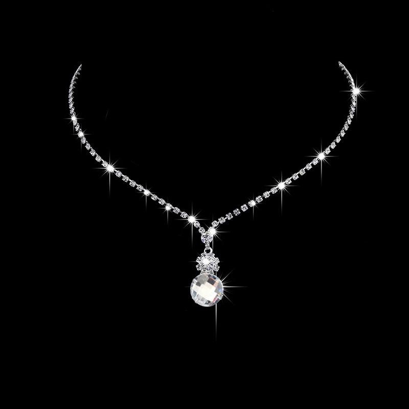 Bridal Flower Zircon Necklace Earrings Set, Wedding Dress Studio Popular Jewelry Women, Jewelry