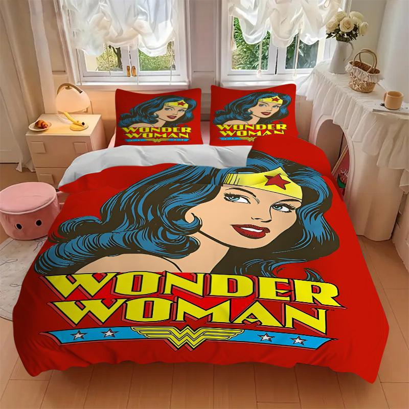 3pcs Wonder Woman, Superhero Cover Set,Soft Comfortable Duvet Cover,Guest Room (1*Duvet Cover + 2*Pillowcases, Without Core) Yy251024061
