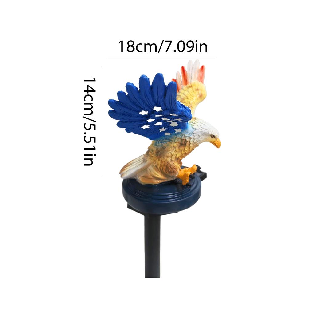 Solar Resin Eagle Lawn Lamp Outdoor LED Ground Light Patio Decorative Lamp Eagle Figurine Stake Lights Memorial Day Decor Gift
