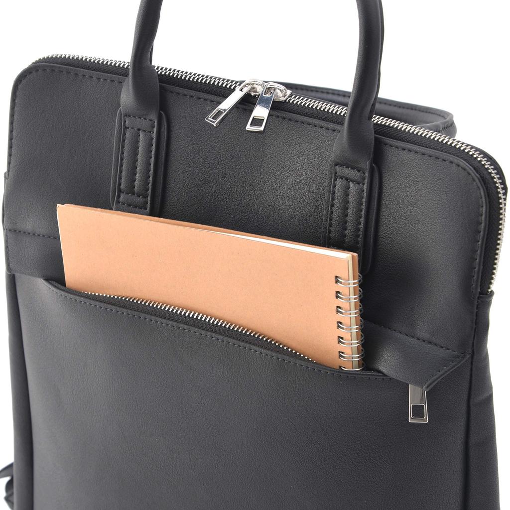 Synthetic Leather Business Backpack [Rename] (Black)