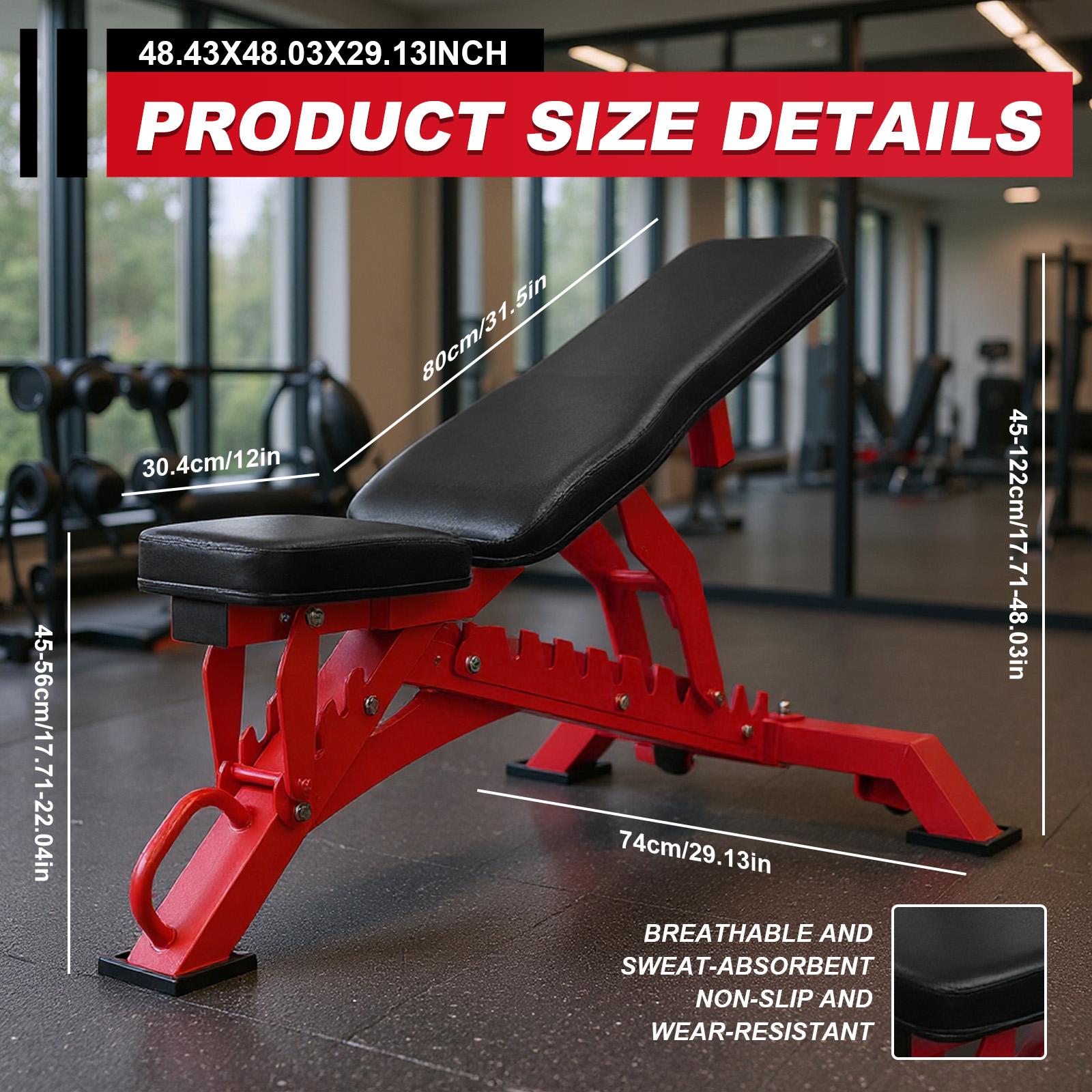 Adjustable Fitness Equipment with 1300LBS Weight Capacity Gym Benches for Home Gym for Benches Press Strength Training Exercise красный