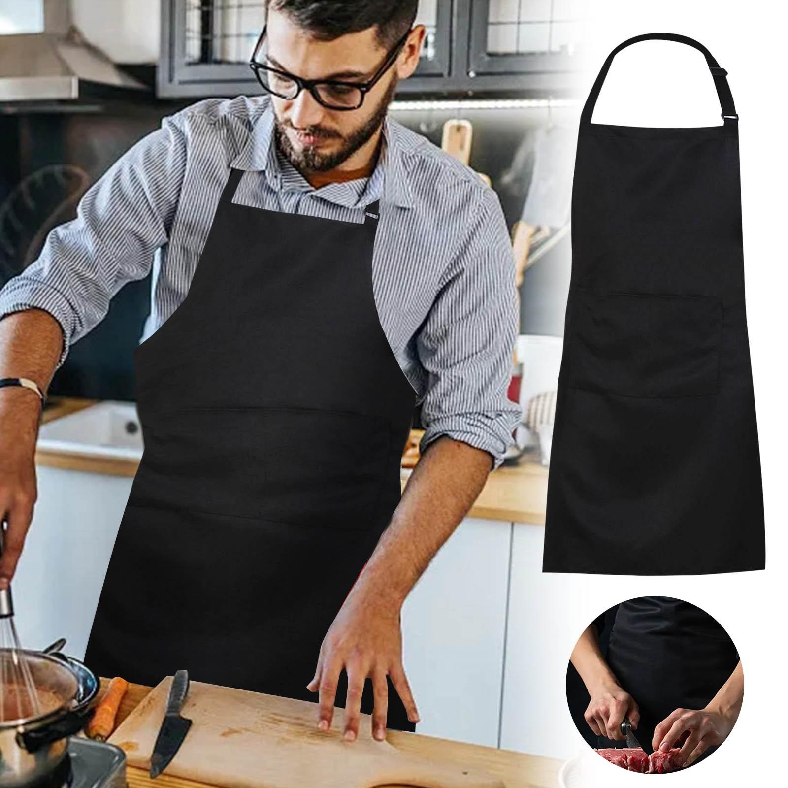 

Kitchen Apron Adjustable Apron With Pockets For Men S And Women S Kitchen Apron For Cooking Bbq Restaurant Cafe Shop One Size чёрный
