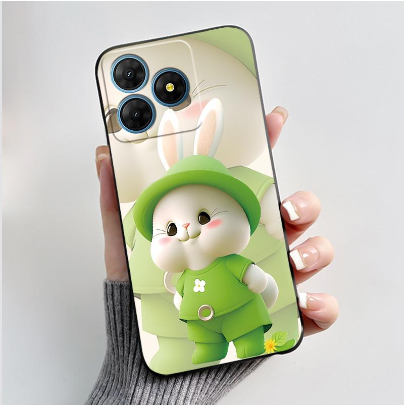 For Oscal Flat 2 2C Case Cute Love Rabbit Black Soft Silicone Protective Back Cover For Blackview Oscal Flat 2 2C Phone Cases
