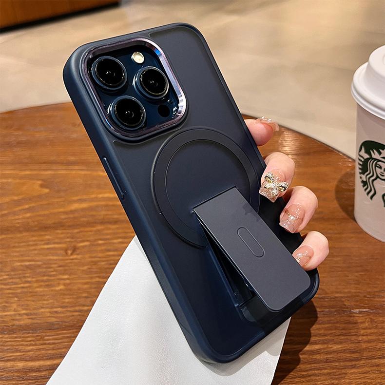 

Роскошный чехол-подставка с магнитным матовым бронированным покрытием для iPhone 16 15 14 Plus 13 12 11 Pro Max Для беспроводной зарядки Magsafe Защитный чехол For iPhone 13 Pro