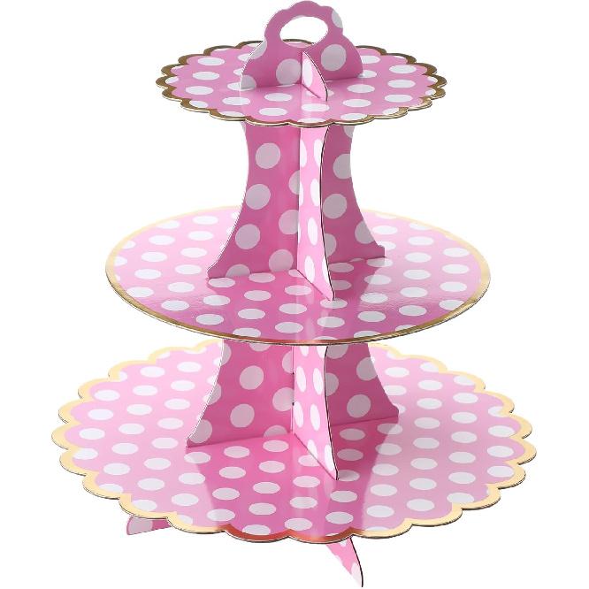 Honeydak 3 Tier Fairy Party Cupcake Stand Decorations Fairy Theme Cupcake Holder Decorations Wing Ballet Dancer Dessert Tower for Kids Party Birthday
