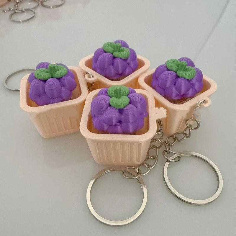 Fidget Toy Keychain 1Pcs 3D Vegetable Fruit Design Non-Lighted Soft Stress Reliever for Outdoor Travel Backpack Accessory