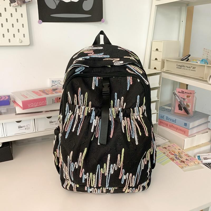 Junior High School Schoolbag Colorful Embroidery Women's Large Capacity Backpack Student Backpack