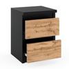 Black Oak Night Cabinet Wotan 30 Cm 2 Drawers Tv Table For Loft Bedroom