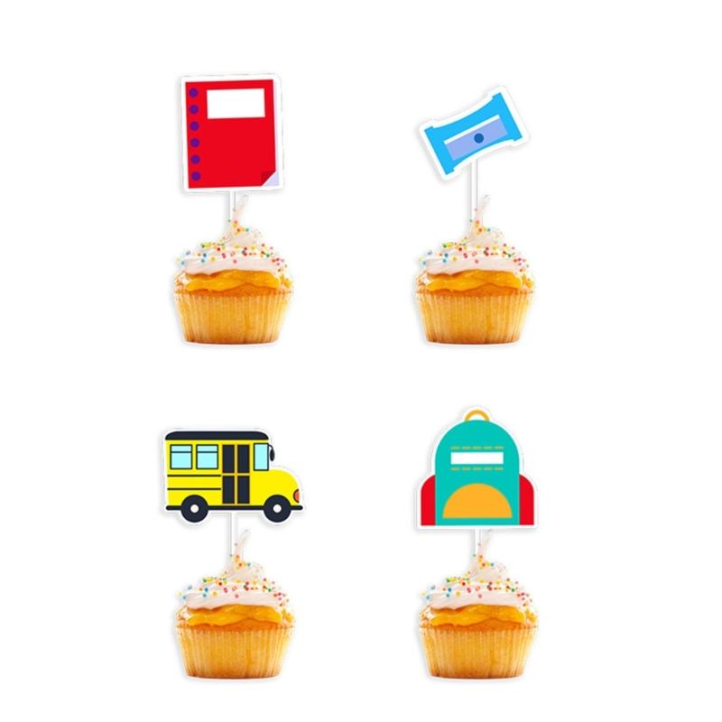 Festliche Fondant-Topper für den ersten Schultag 12 Stück Partyzubehör für Kinder Mädchen Jungen Geburtstag