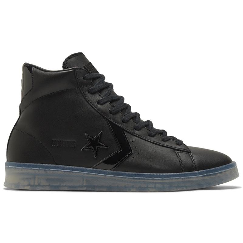 Converse Cons Pro Leather High Black Ice Black Clear Anti-Slip and Abrasion Resistant High Top Board Shoes Unisex Black