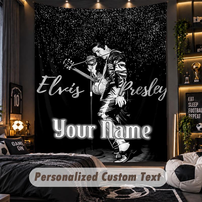 TapestryElvis Presley Custom Name Text Personalized Wall Hanging Tapestry Home Wall Decor