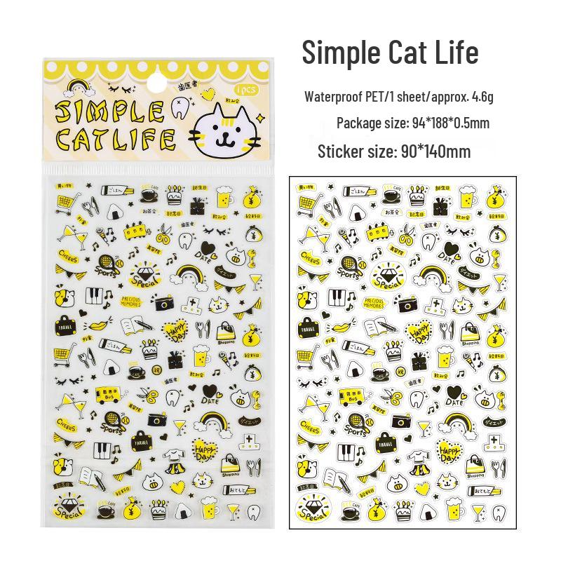 Yuezhen Cute Cartoon PET Die-Cut Stickers for Kids' Journals