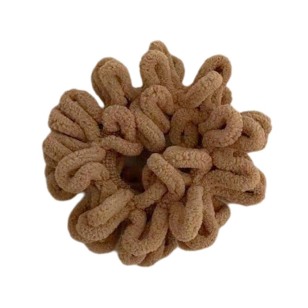 Kvinnor Eleganta Enfärgade Veck Plysch Mjuka Elastiska Hårband Hårhästsvans Elastiska Accessoarer Mode B8X6