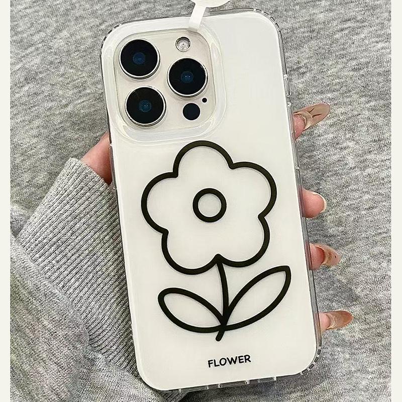 Black Peal Flower Grip Tok Holder Acrylic Hard Phone Case for Samsung Galaxy S26 20 Ultra S25 Plus S24 S23 S22 S21 S20 FE