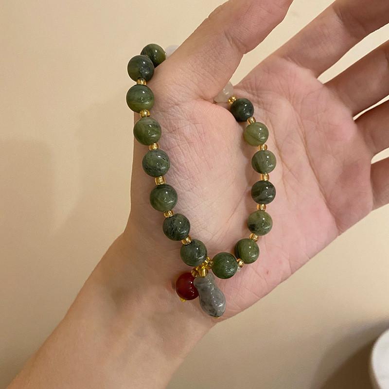 Лето 2024 года Нефритовое Кольцо на Руку с Этническим Мотивом Тыквы и Ручной Работой