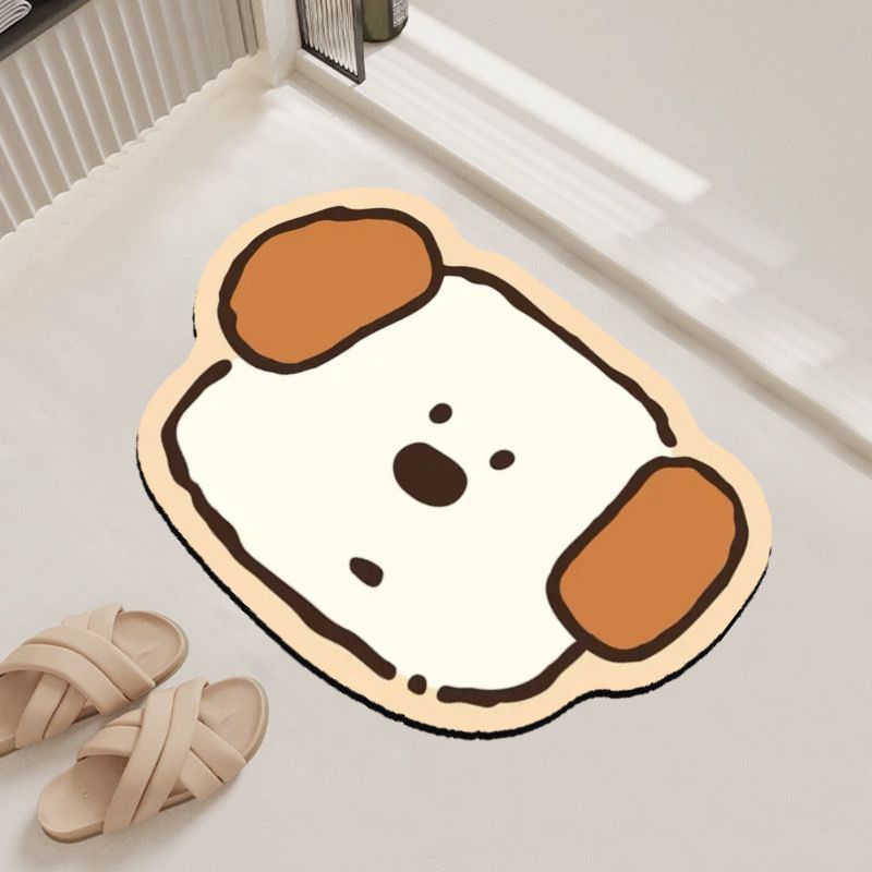 Diatom Mud Style Floor Mat Cute Puppy Floor Mat Entry Door Bathroom Bathroom Floor Mat Water Absorption Quick Drying Non-slip