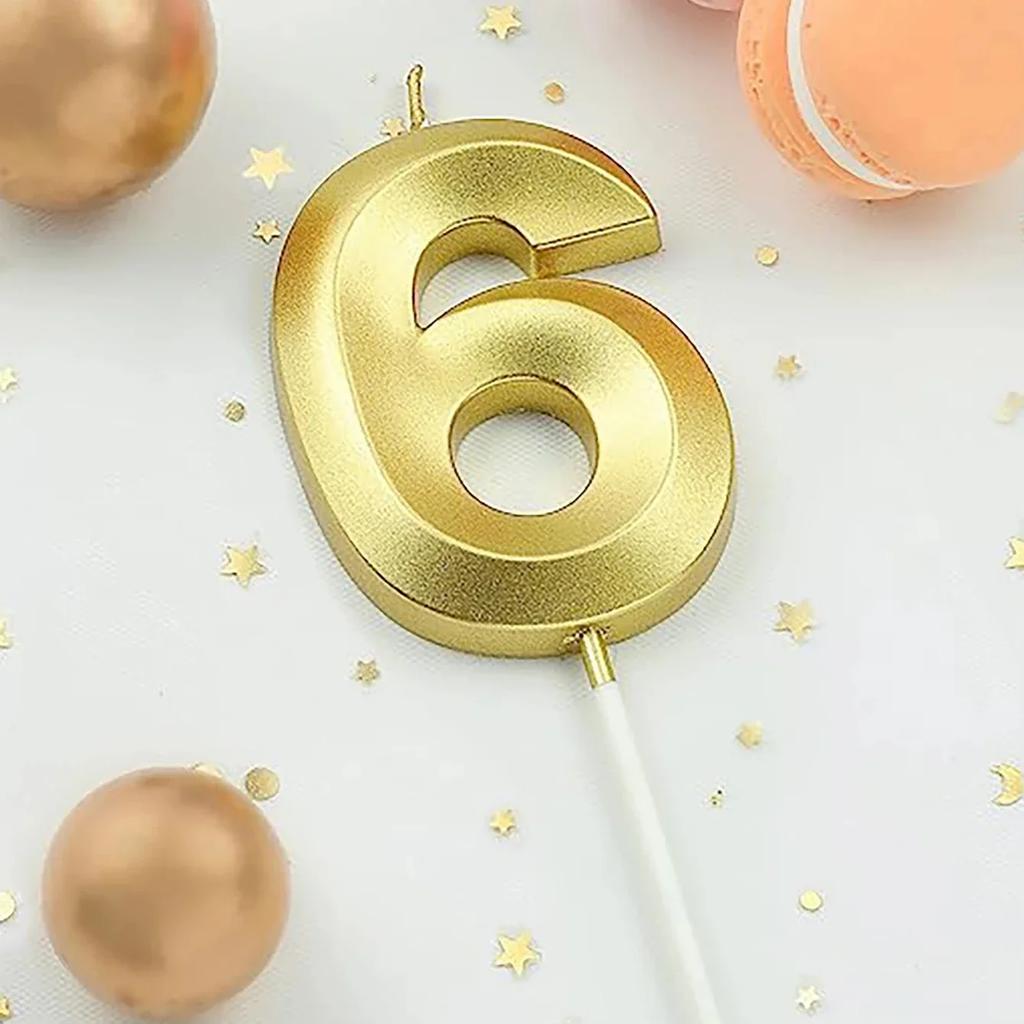 1pc-Birthday Candle Golden Number 0-9 Smoke Free Birthday Cake Insert Party Candle Decoration Anniversary Cake