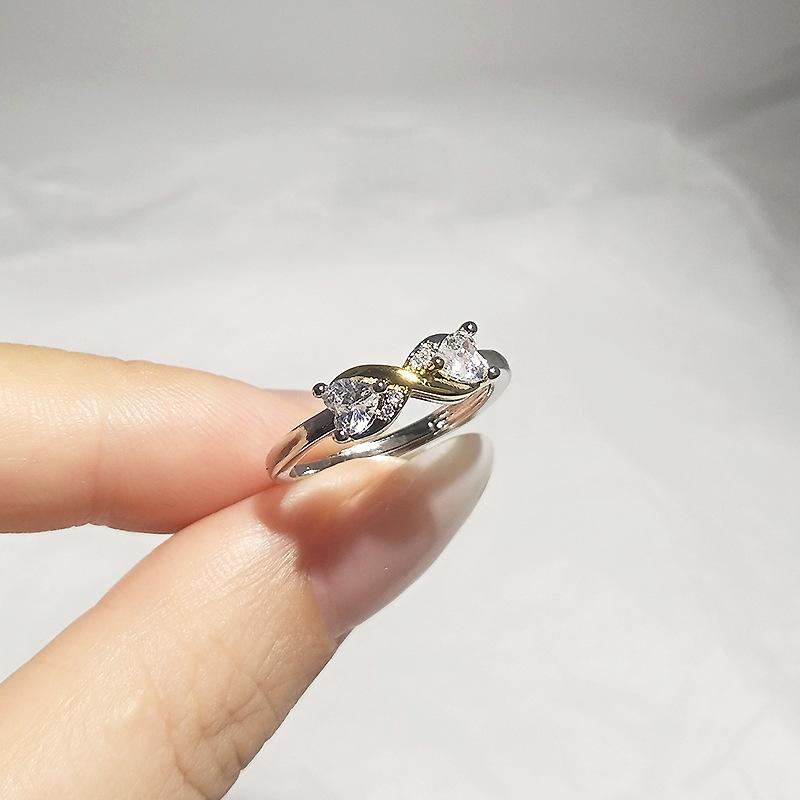 

Кольцо с двойным бриллиантовым сердцем женское кольцо с двойным сердцем Мебиуса цветовое разделение число 8 кольцо любви к жизни opening adjustable