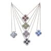 HW Colored Gem Hollow Four-Leaf Clover Necklace - Elegant Diamond Flower Pendant for Women