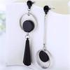 Women Fashion Geometric Long Asymmetric Earring Rhinestone Circle Ear Stud New Acrylic Big Earrings