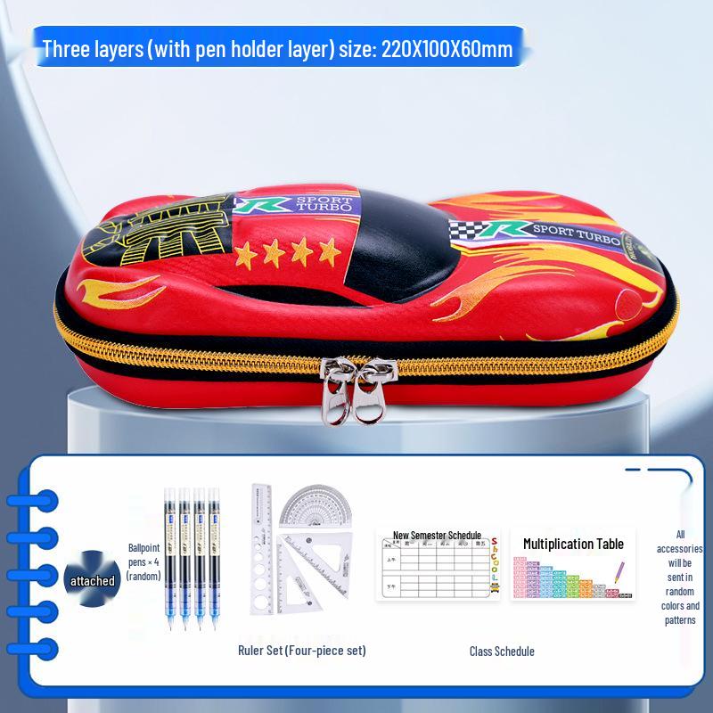 Multifunctional Pencil Case for Kids - Boys' & Girls' School Supplies Stationery Bag with Car Theme
