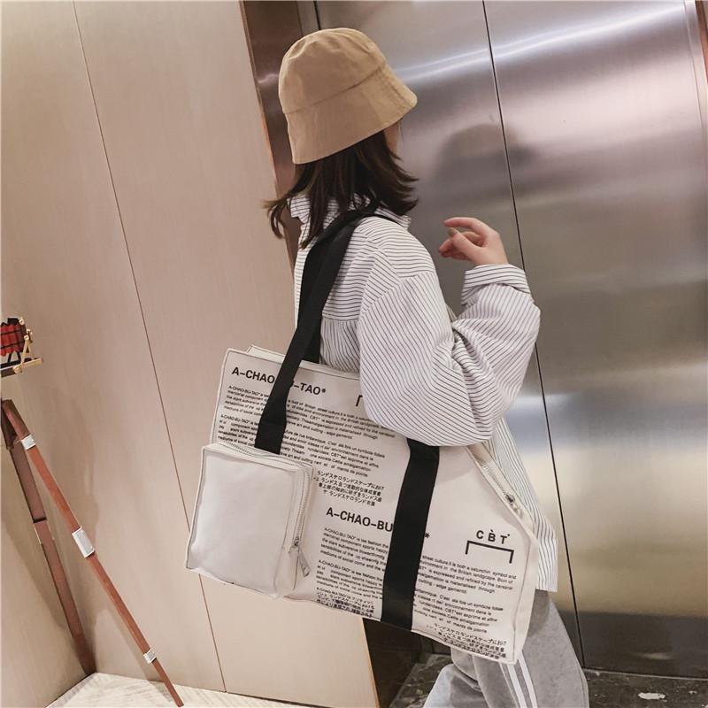 Large Capacity Tooling Canvas Shoulder Bag Men and Girls Hip-hop Bag Handbag Women