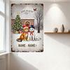 Vintage Christmas Cat Life is Better with a Cat Tin Sign Snowy Scene Brick Building Xmas Tree Cats Personalized Name Metal Wall