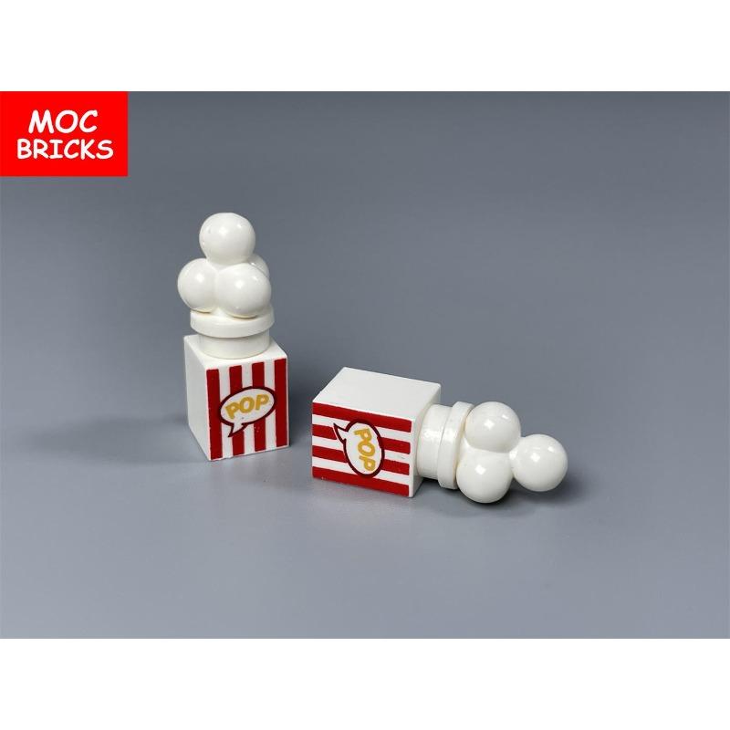 Wucifang Bags Unisex Kids 10Pcs My Own Creation Blocks Printed Brick 1X1 Popcorn Food City Add-Ons Friends Assembled Parts Children Playthings Building Blocks