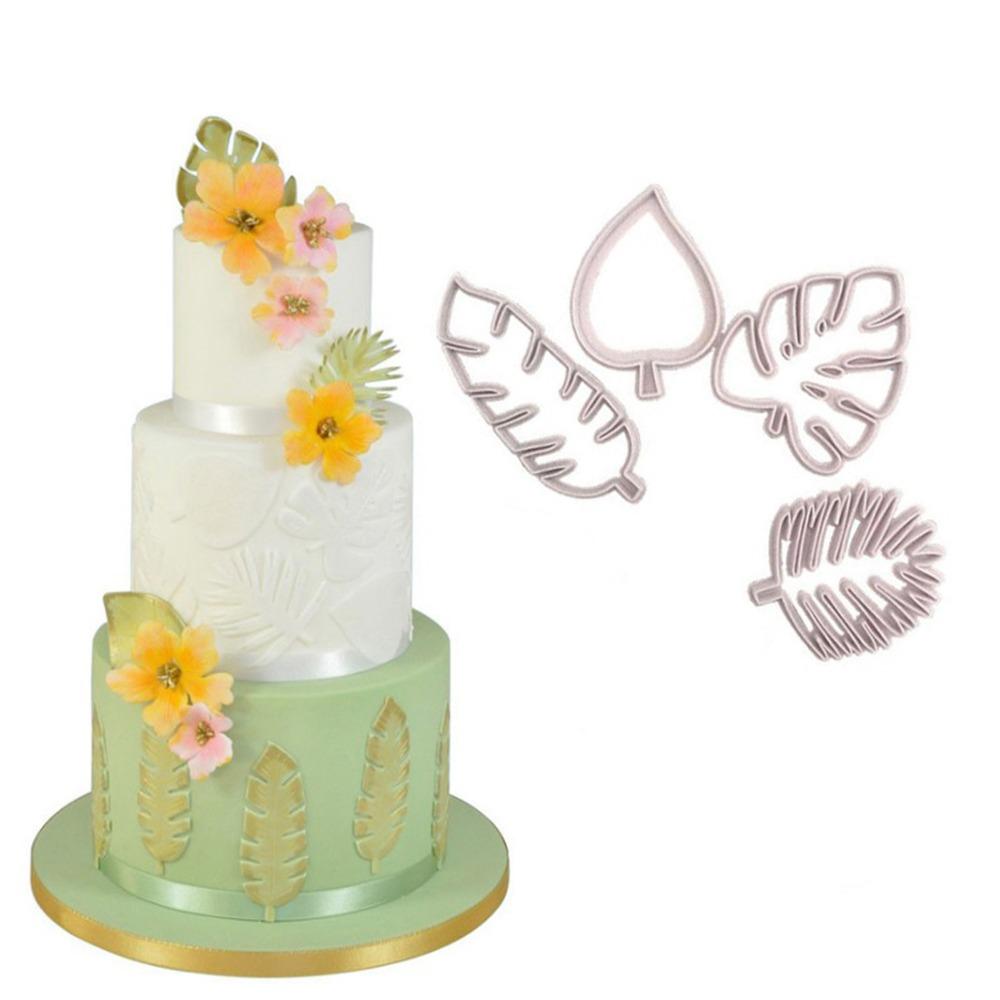 4PCS Leaf Fondant Cutters Raised Edges Cutting Mold Durable Leaf Cutters Cookie Making