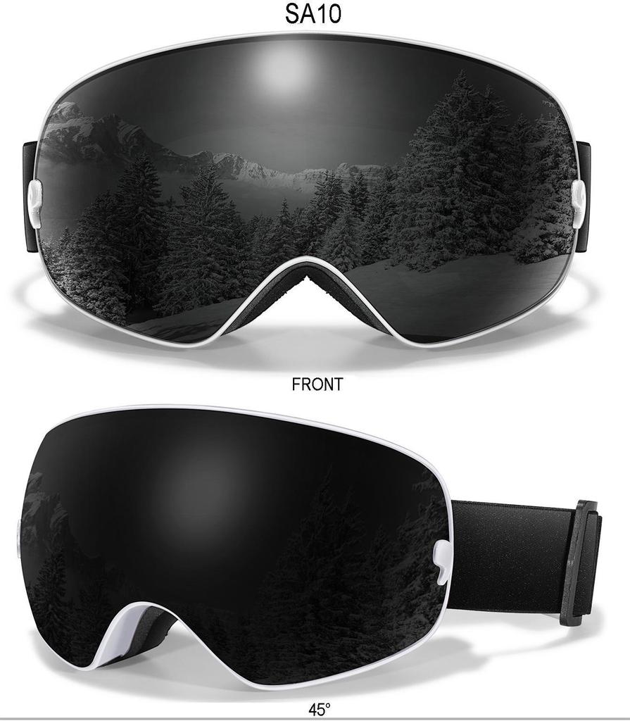 Špičkové lyžařské brýle proti zamlžování se sférickou čočkou ve tvaru čárky