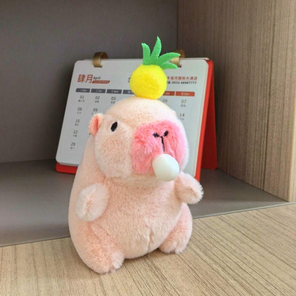 Toy Capybara Key Ring Soft Plush Hanging Ornament Trendy Cartoon Doll Keychain  Party
