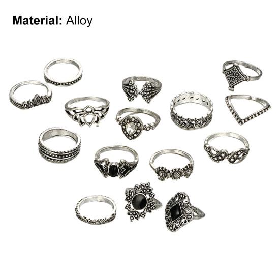 Comfortable Opening Ring Rhinestone Inlay Alloy Stackable