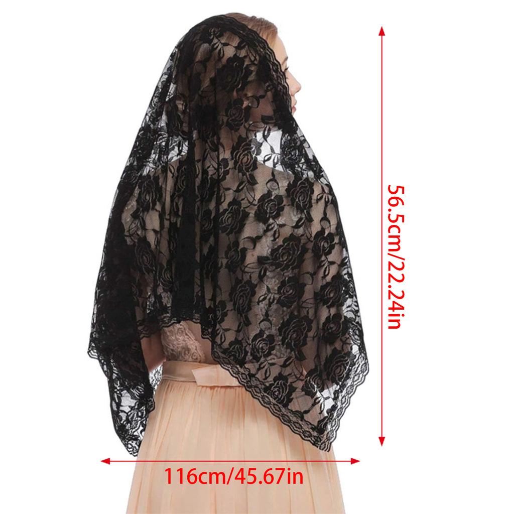 Woman Veil Lace Shawl Wedding Church Lace Trim Scarf Soft Floral Scarf Veil Wedding Headwear Supplies