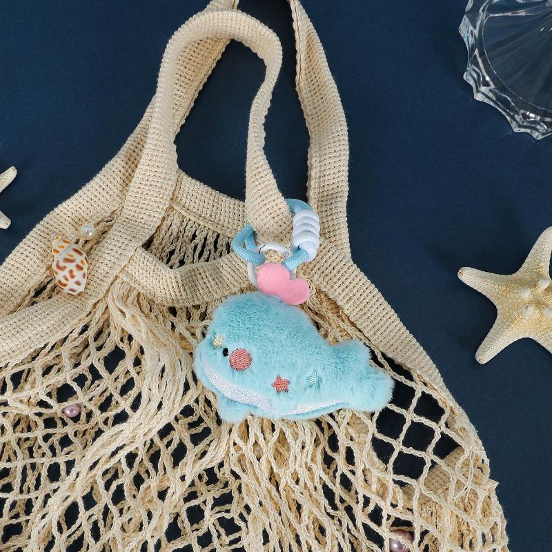 Cute Cartoon Marine Animal Plush Keychain Kawaii Little Animal Octopus Dolphin Backpack Pendant Decoration Accessories Gift