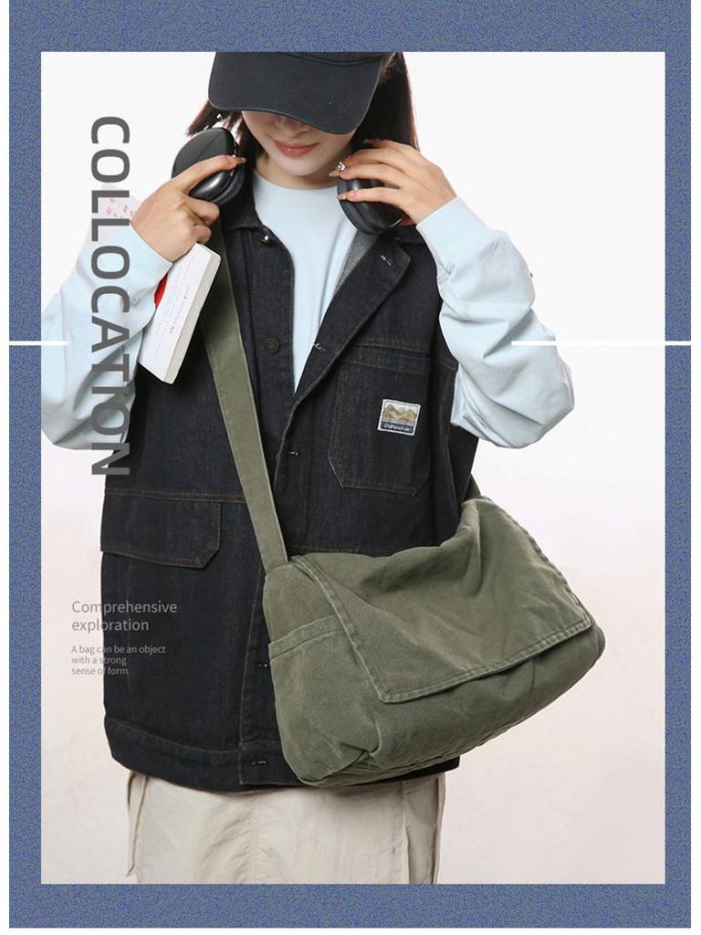 Grand sac bandoulière en toile pour femmes: Style Rétro Japonais, Sac à Dos Polyvalent pour Étudiants