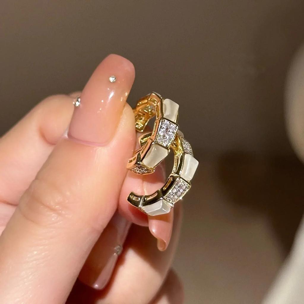 Exaggerated Metal Glossy Irregular Distorted Geometric Large Earrings for Women  Fashion Personality Party Vintage Zircon Gifts