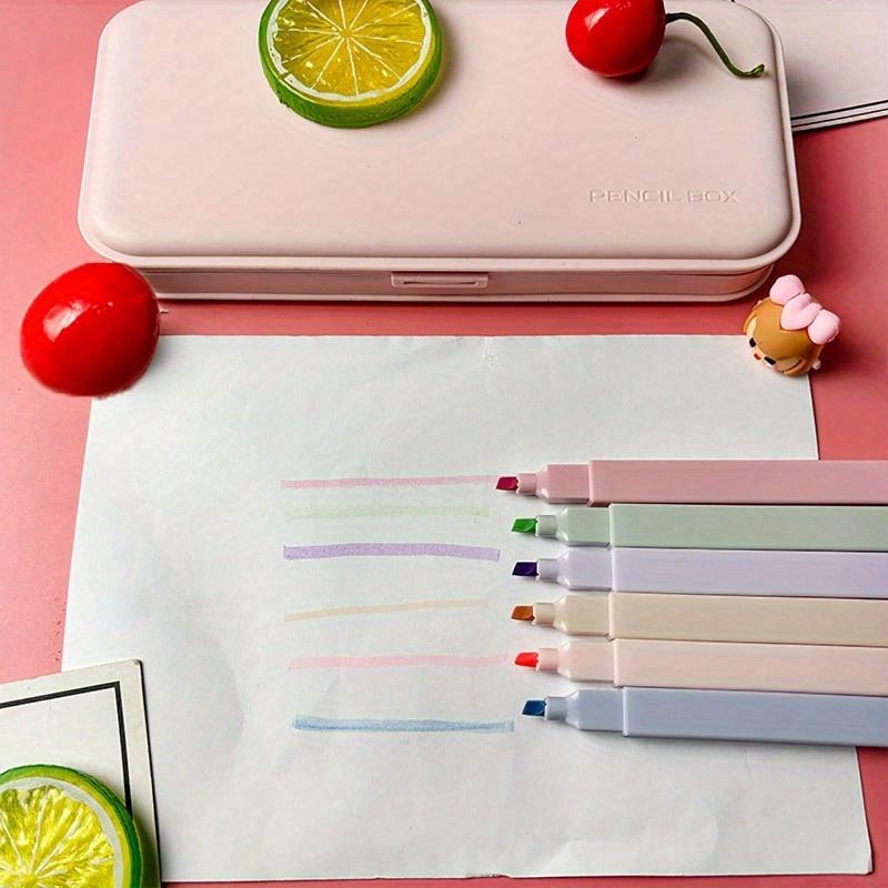 Morandi Estetické Čtvercové Zvýrazňovače Pera, Mírný Měkký Zkosený Hrot Zvýrazňovače Pastelové Zvýrazňovače Neprosakují, Rychleschnoucí Pro Zapisování Poznámek