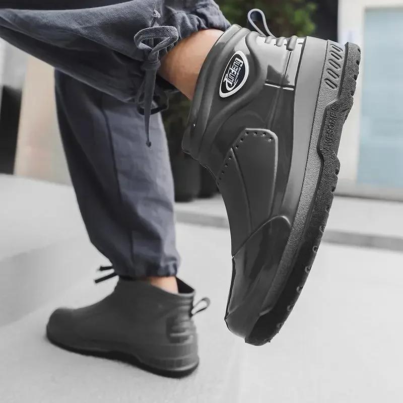 Cooking Low Man Shoes Short Fashion Ankle Chef Kitchen Gum New Wear-resistant Rain Boots for Men Rubber Cheap Garden Wide Toes
