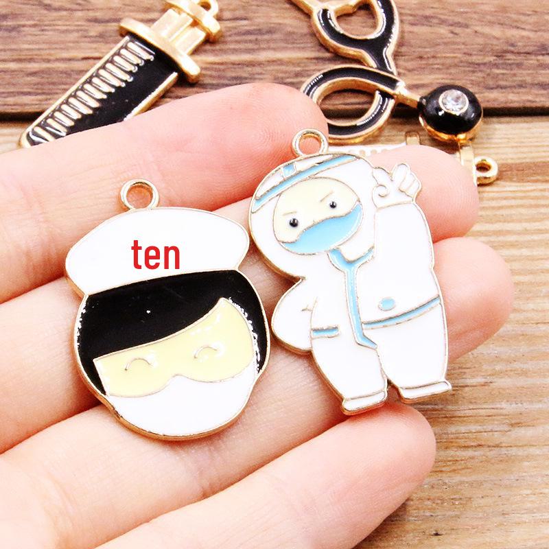 6 Medical Charm DIY Alloy Jewelry Accessories: Stethoscope, Syringe, and Nurse Oil Drop Pendants