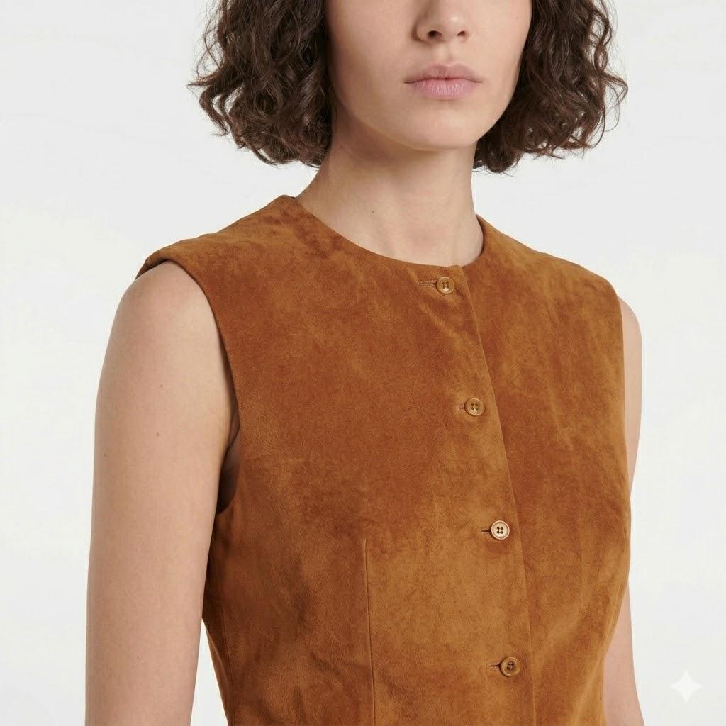 Brown Stylish Party Women's Handmade Lambskin Leather Vest Coat Fancy Soft Fit