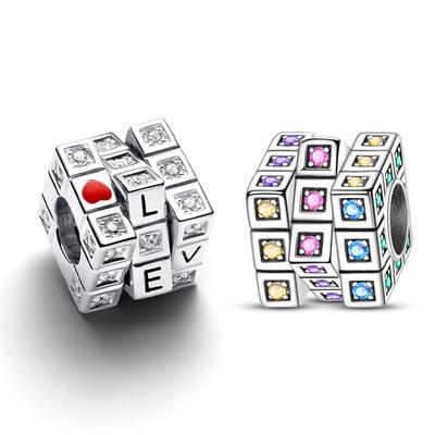 Compatible With Charm Bead Charms Authentic 3mm Bracelets Necklaces Womens Moveable Toy Cube Charm Copper Charm Bead Charms Bead Charms Do It Yourself