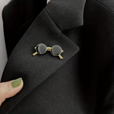 Broche Elegante em Forma de Óculos Joia Para Mulheres Decoração de Roupas Estilo Vintage