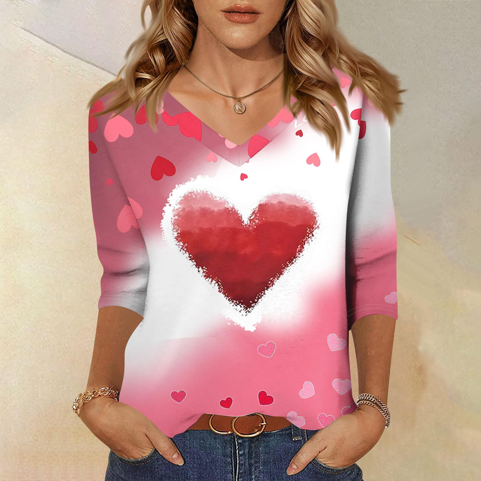 

Женская модная повседневная свободная футболка с v-образным вырезом и рукавами 3/4 с принтом, женский топ L
