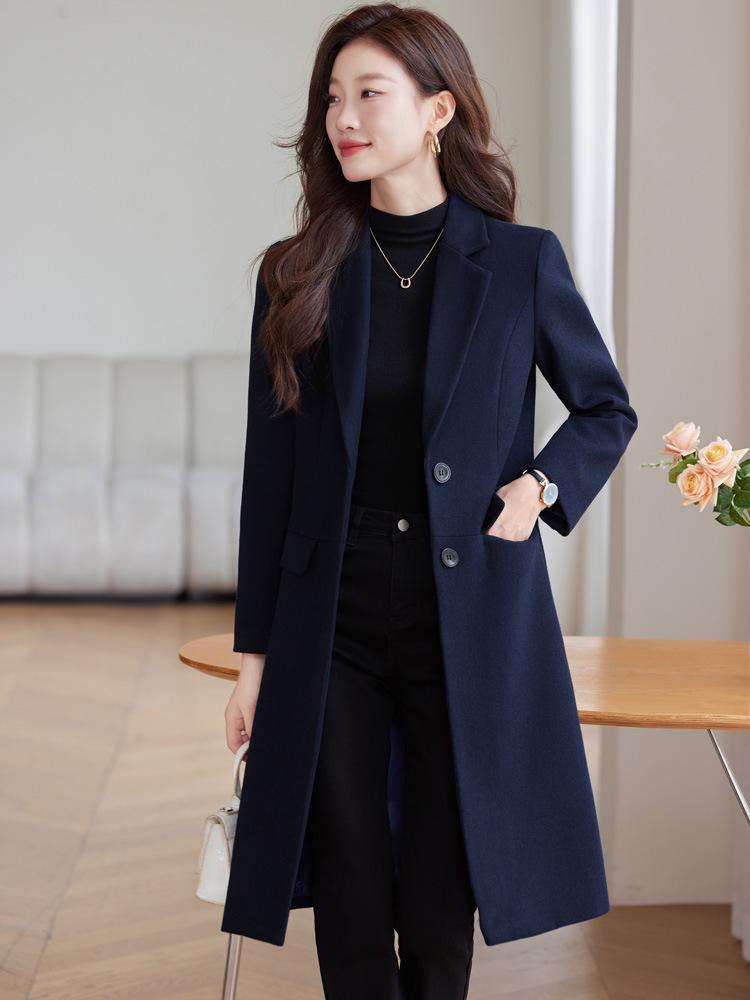 Women's High-End Two-Button Wool Tweed Suit Coat - Autumn/Winter 2024 Professional Trench Outerwear.