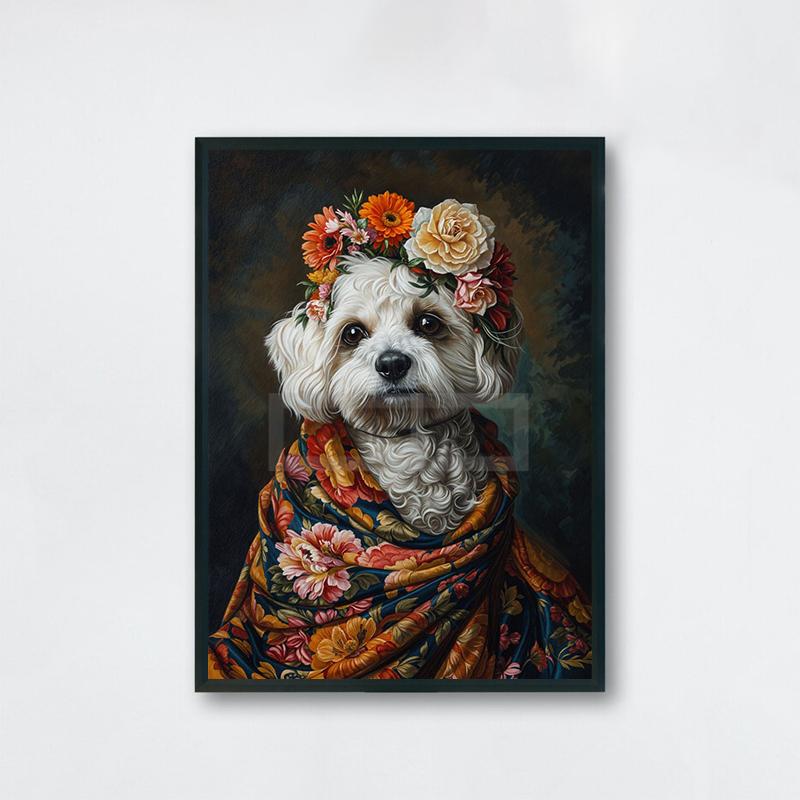 

Винтажный постер с изображением животных и цветов, собака, кошка, кролик, енот, гирлянда, принты на холсте, настенные картины, домашняя комната, декор природы 21x30cm No Framed