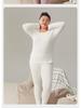 Women's Plus Size Double-Sided Flannel Underwear Set - Pure Cotton, Thick Round Neck Base Layer for Autumn and Winter